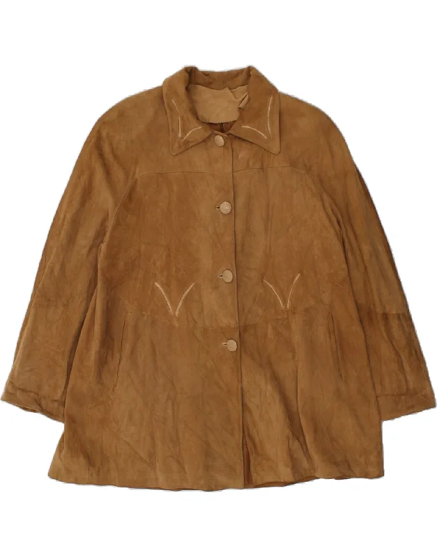 Weekend Bargains to Savor VINTAGE Womens Oversized Leather Coat IT 42 Medium Brown