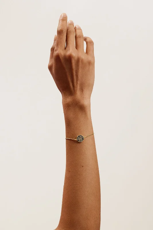 Reduced Rates Monelle Black Monogram Button Adjustable Bracelet Gold