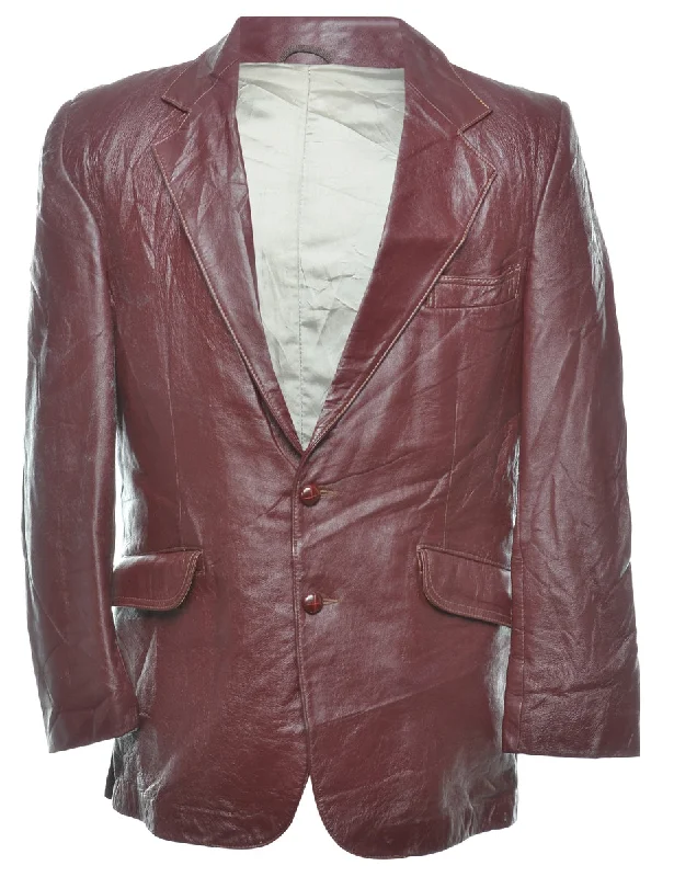 Weekend Discounts to Delight Single Breasted Leather Jacket - L