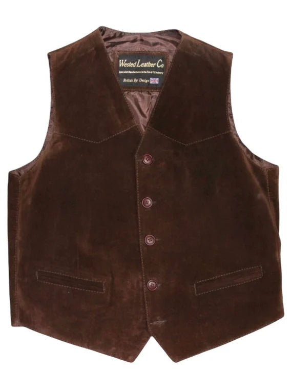 Half Price Mens Smart Casual Waistcoat in Brown Suede