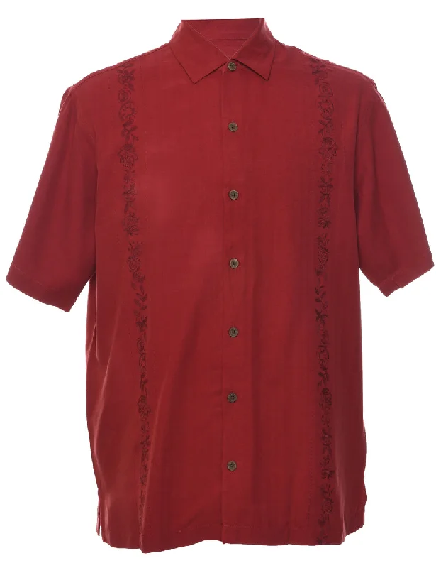 One-Day Only Silk Embroidered Hawaiian Shirt - M
