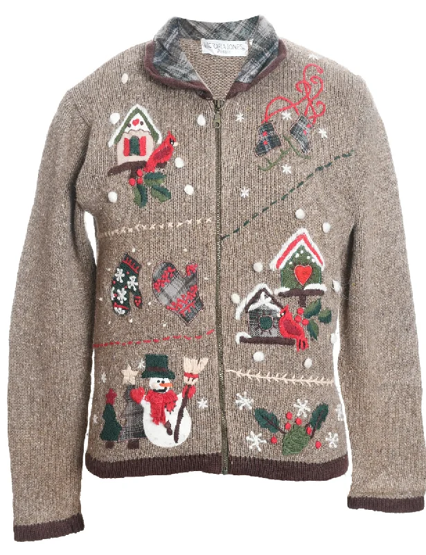 Weekend Discounts to Enjoy Snowman Christmas Cardigan - M