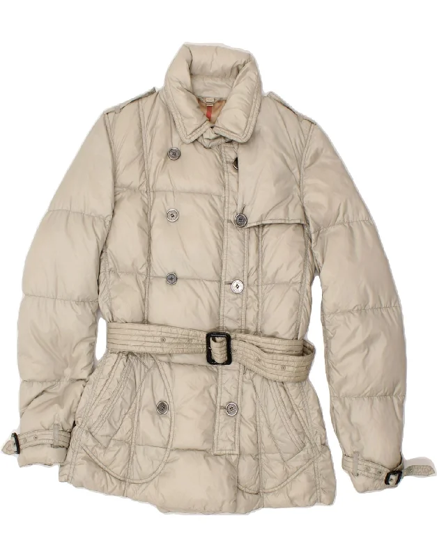 Weekend Discounts to Savor BURBERRY Womens Padded Jacket UK 14 Medium Grey Nylon