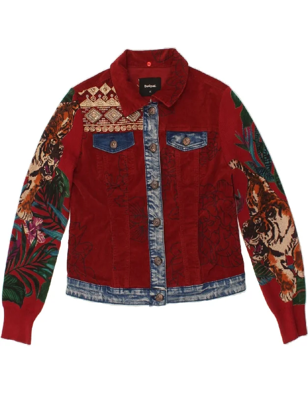 Weekend Specials to Snag DESIGUAL Womens Crop Graphic Corduroy Jacket EU 40 Medium Red Floral Weekend Specials to Snag DESIGUAL Womens Crop Graphic Corduroy Jacket EU 40 Medium Red Floral