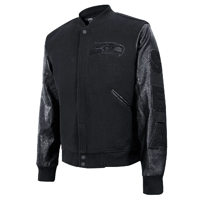 Weekend Bargains to Celebrate NFL SEATTLE SEAHAWKS TRIPLE BLACK LOGO MEN'S VARSITY JACKET (TRIPLE BLACK) Weekend Bargains to Celebrate NFL SEATTLE SEAHAWKS TRIPLE BLACK LOGO MEN'S VARSITY JACKET (TRIPLE BLACK)