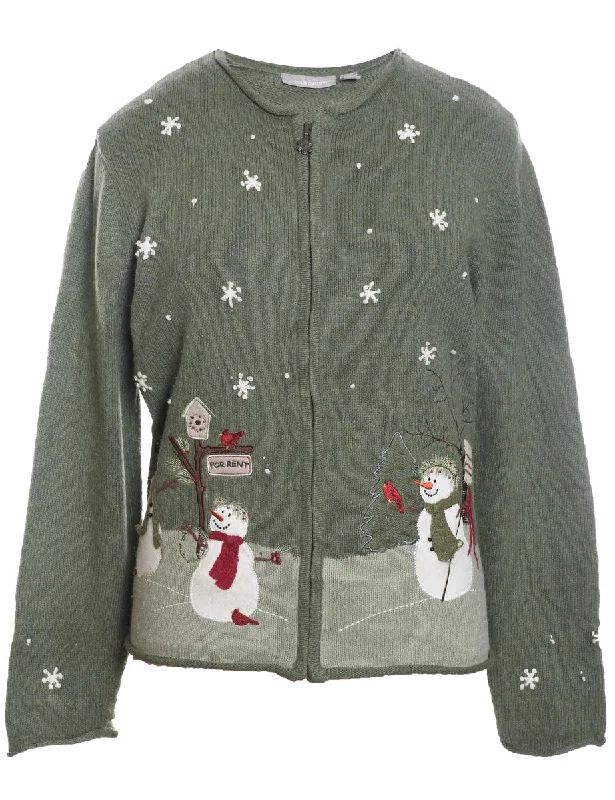 Weekend Specials to Savor Snowman Christmas Cardigan - M