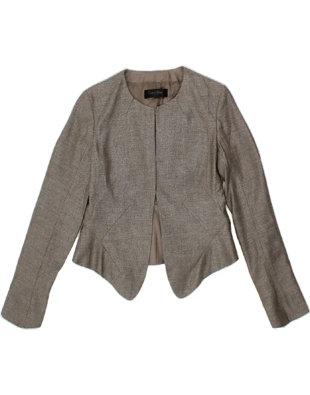Weekend Discounts to Delight CALVIN KLEIN Womens Crop Blazer Jacket IT 38 XS Grey