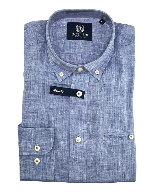 Super Savings Royal Blue Weekend Linen Plain Shirt