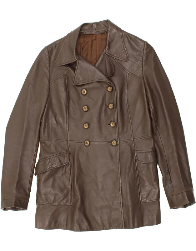 Instant Savings VINTAGE Womens Leather Jacket UK 12 Medium Brown