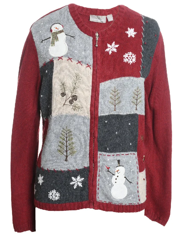 Weekend Deals to Make You Smile Snowman Christmas Cardigan - L