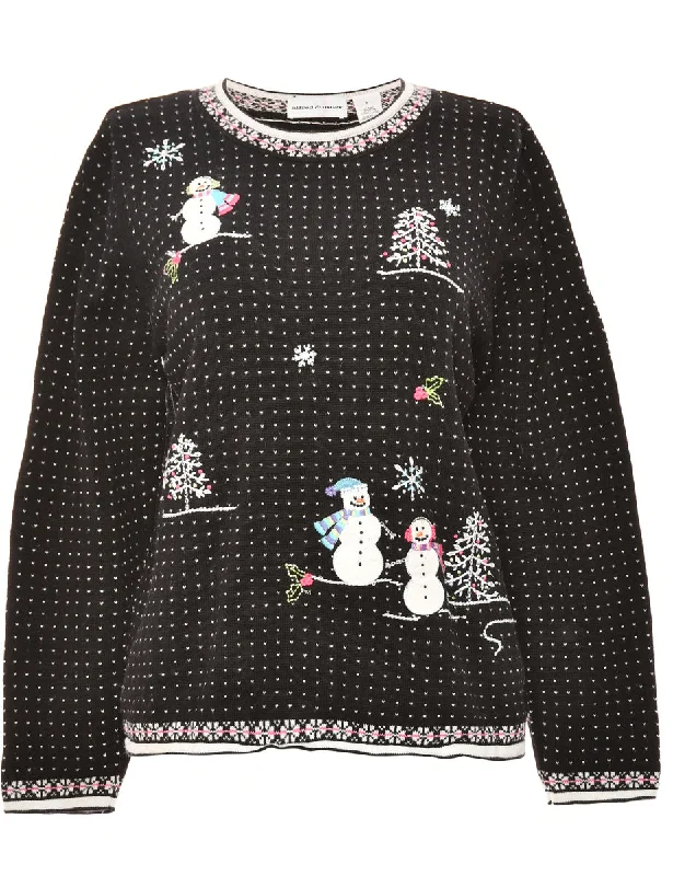 Shop the Weekend Away Snowman Black Classic Christmas Jumper - M