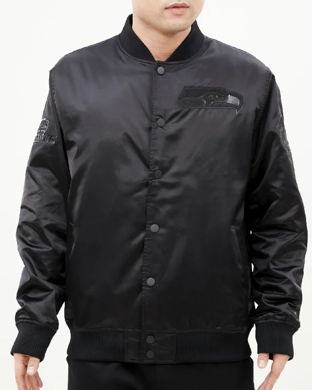 Weekend Savings Spectacle NFL SEATTLE SEAHAWKS TRIPLE BLACK MEN'S SATIN JACKET (TRIPLE BLACK) Weekend Savings Spectacle NFL SEATTLE SEAHAWKS TRIPLE BLACK MEN'S SATIN JACKET (TRIPLE BLACK)