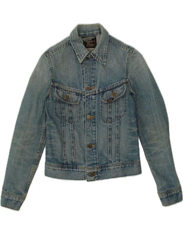 Unbeatable Prices LEE Womens Crop Denim Jacket UK 8 Small Blue Cotton