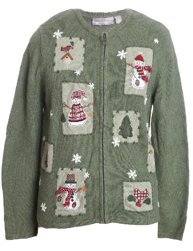 Weekend Specials to Relish Snowman Christmas Cardigan - M