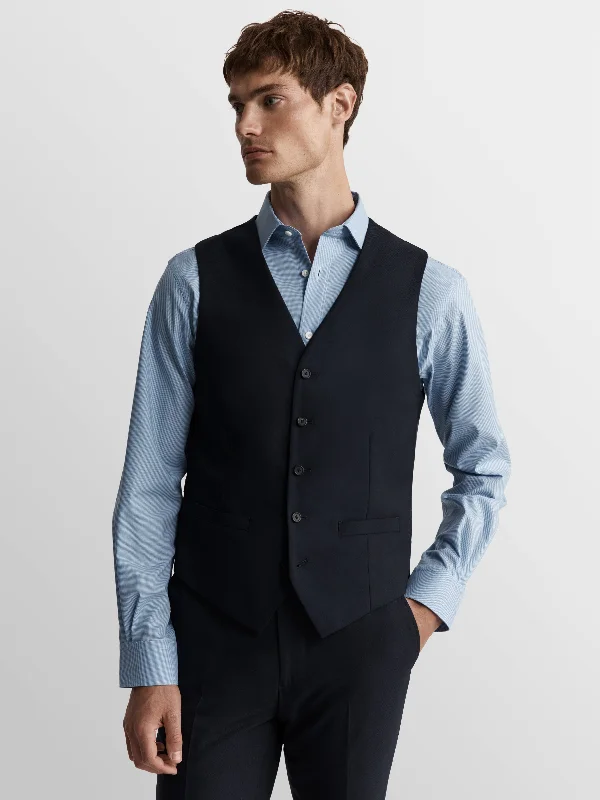 Weekend Deals That Dazzle Leo Italian Luxury Slim Navy Waistcoat