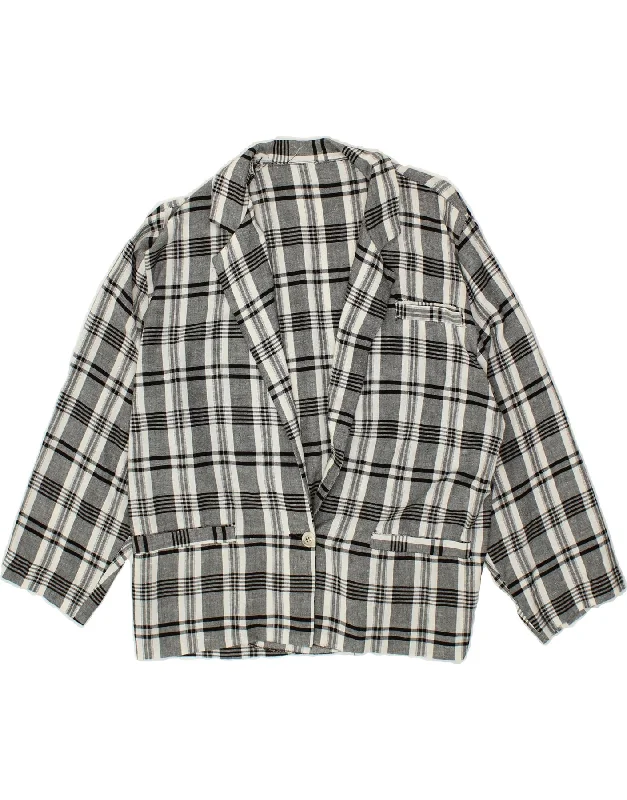 Weekend Savings Sensation VINTAGE Womens 3/4 Sleeve 1 Button Blazer Jacket UK 14 Large Grey Check Weekend Savings Sensation VINTAGE Womens 3/4 Sleeve 1 Button Blazer Jacket UK 14 Large Grey Check