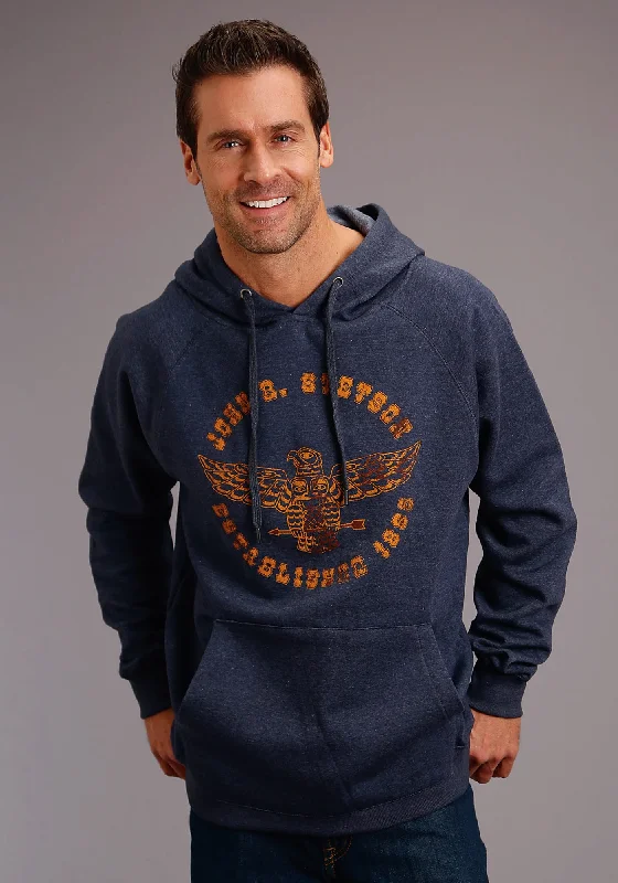 Limited Offer Stetson Mens Navy Cotton Blend Orange Eagle Hoodie