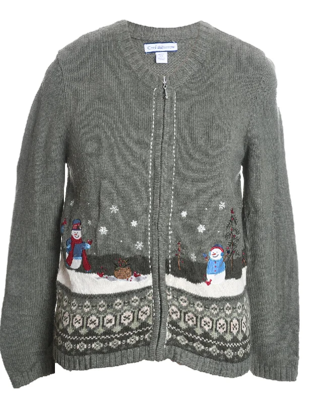 Don't Miss Out Snowman Christmas Cardigan - S