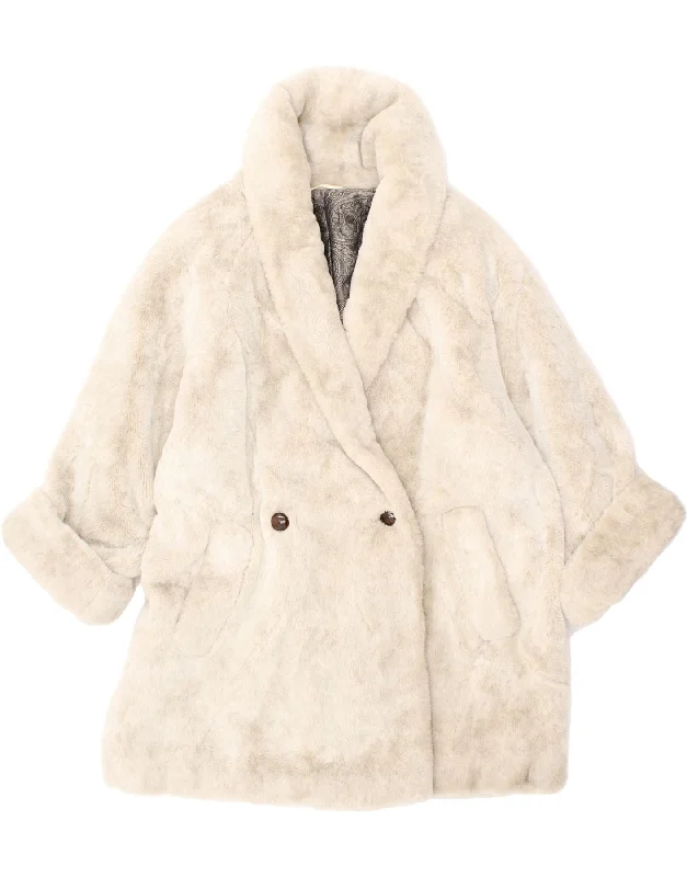 Weekend Discounts to Delight MAX MARA Womens Faux Fur Overcoat UK 12 Medium Off White Acrylic