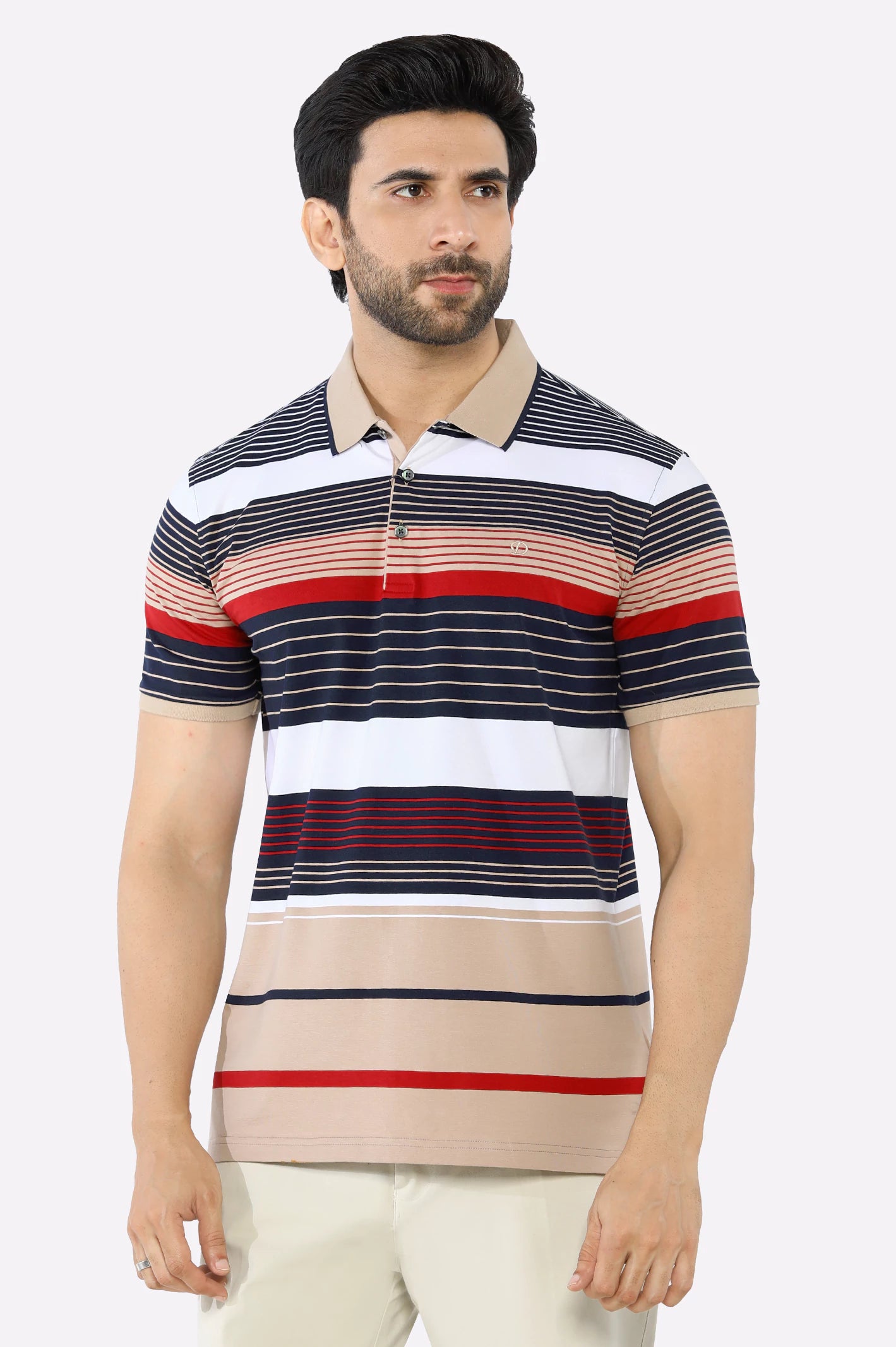Amazing Value Beige Yarn Dyed Polo