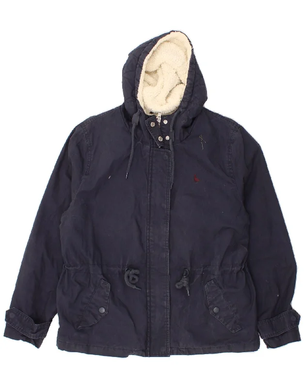Price Drop JACK WILLS Womens Hooded Windbreaker Jacket UK 14 Large  Navy Blue Cotton