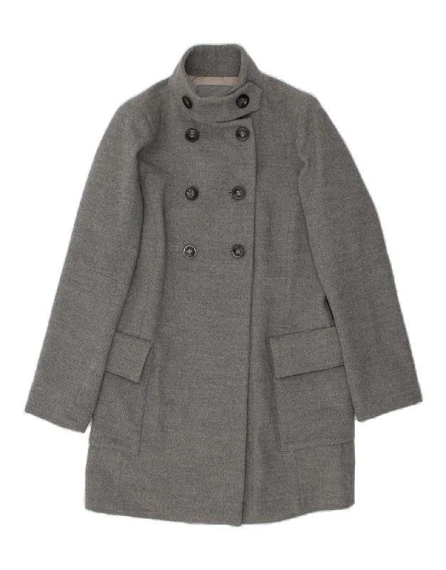 Massive Savings ARMANI JEANS Womens Double Breasted Coat EU 40 Medium Grey Polyester Massive Savings ARMANI JEANS Womens Double Breasted Coat EU 40 Medium Grey Polyester