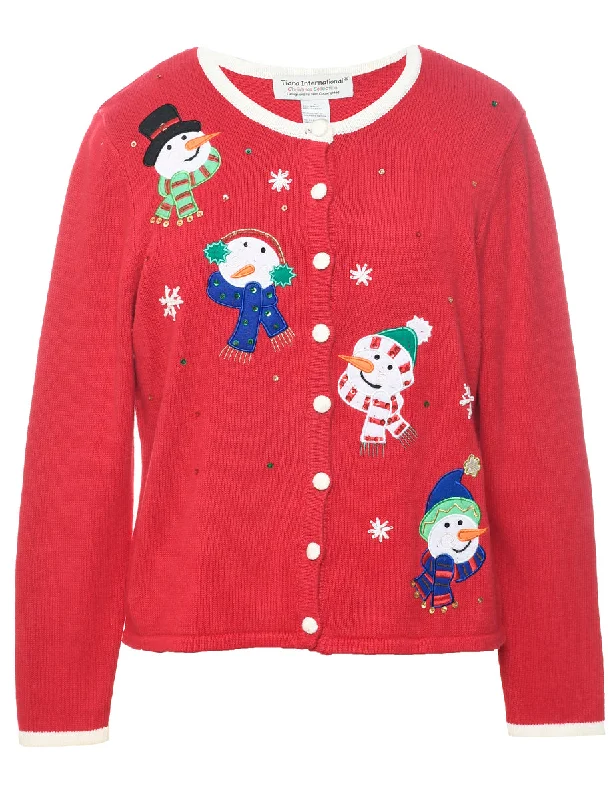 Weekend Bargains Await You Snowman Christmas Cardigan - L