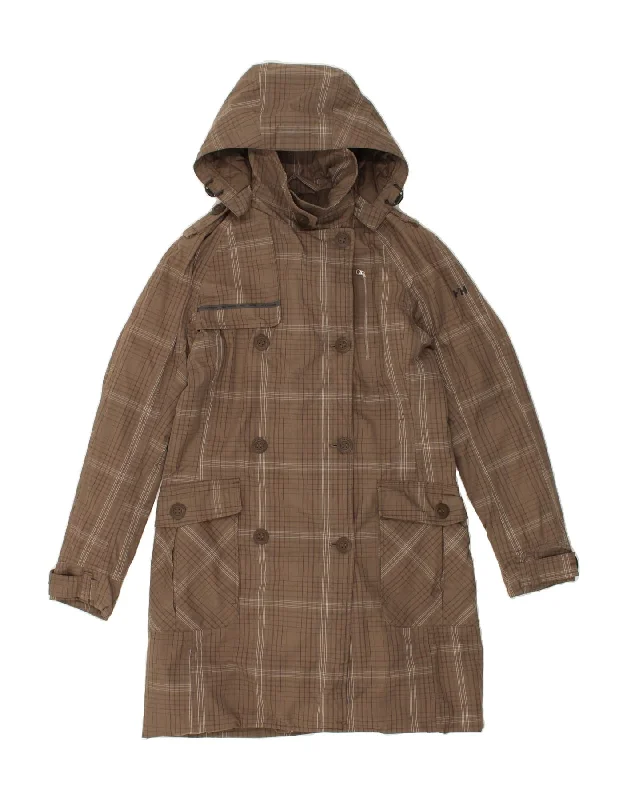 Weekend Shopping Extravaganza HELLY HANSEN Womens Hooded Double Breasted Coat UK 14 Medium Grey Check Weekend Shopping Extravaganza HELLY HANSEN Womens Hooded Double Breasted Coat UK 14 Medium Grey Check