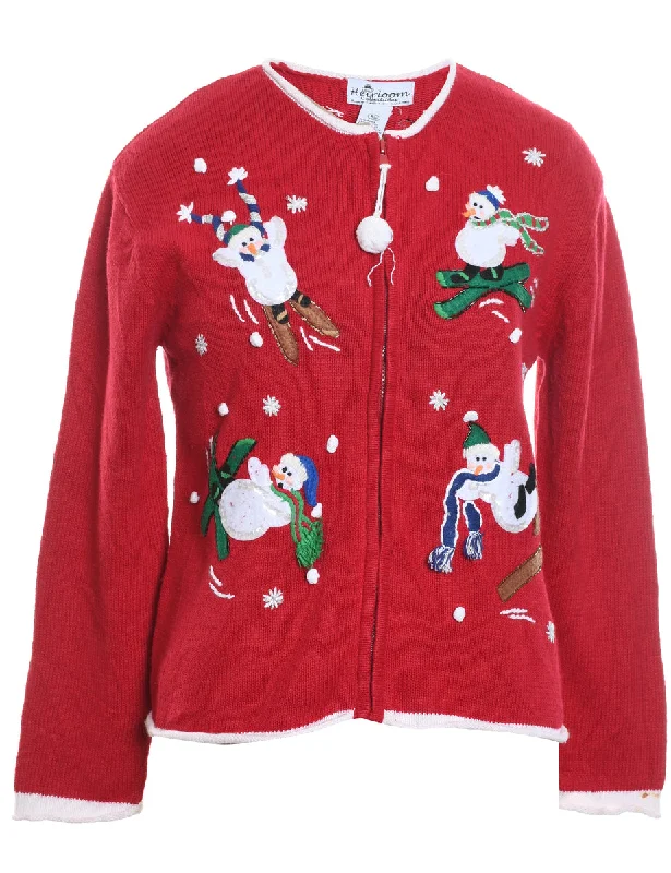 Weekend Offers That Excite Snowman Christmas Cardigan - M