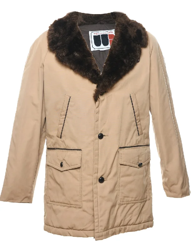 Weekend Savings Spree Single Breasted Faux Fur Trim Coat - S