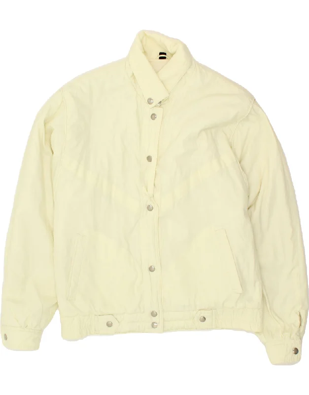 Top Pick VINTAGE Womens Bomber Jacket UK 18 XL Off White Polyester