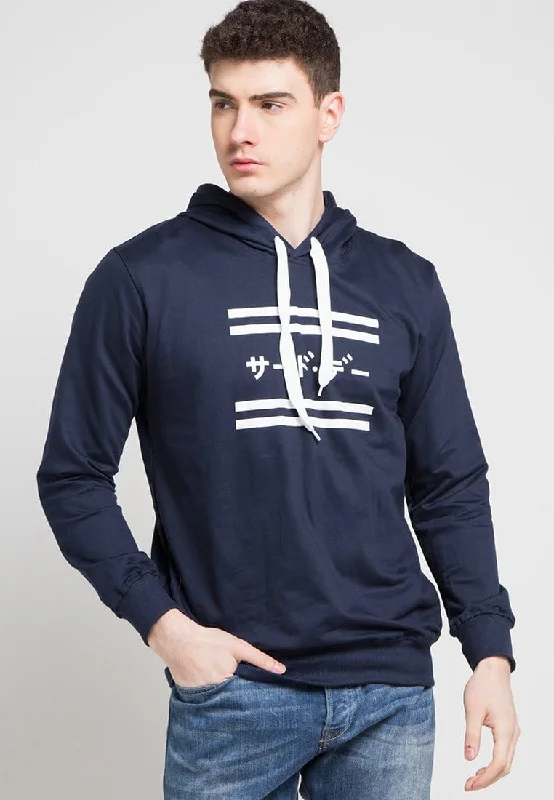 Big Deal Third Day MO114C hoodies double line katakana nv Hoodie Navy
