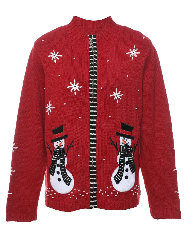 Weekend Offers That Tempt Snowman Christmas Cardigan - M