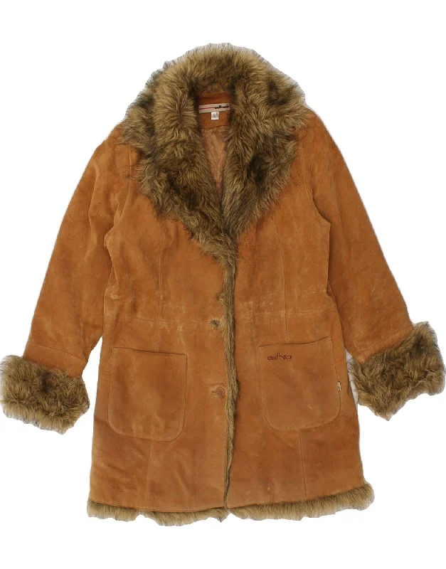 Weekend Offers That Impress ELHO Womens Leather Jacket UK 16 Large  Brown Leather