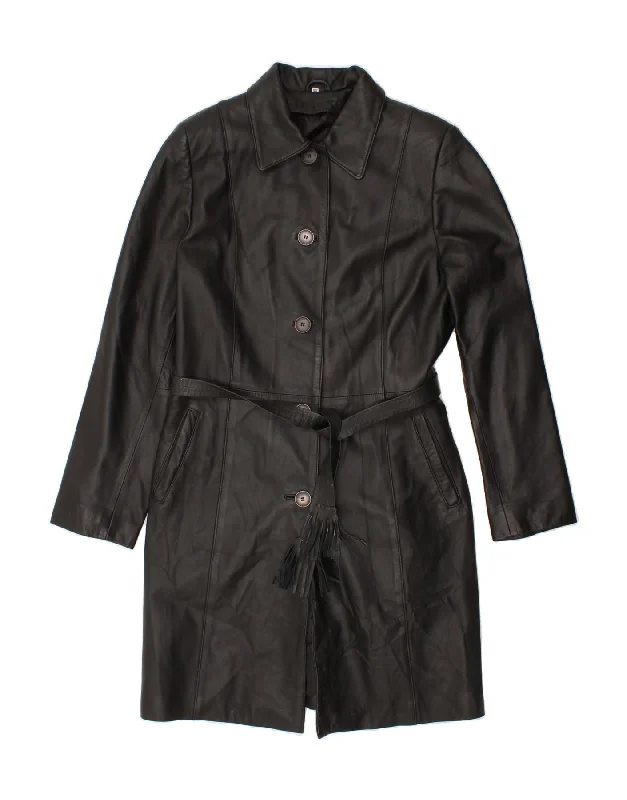 Weekend Bargains to Cherish VINTAGE Womens Leather Coat IT 44 Medium Black Leather