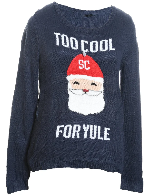 Weekend Savings Spectacular Santa Claus Navy & Red Christmas Jumper - M