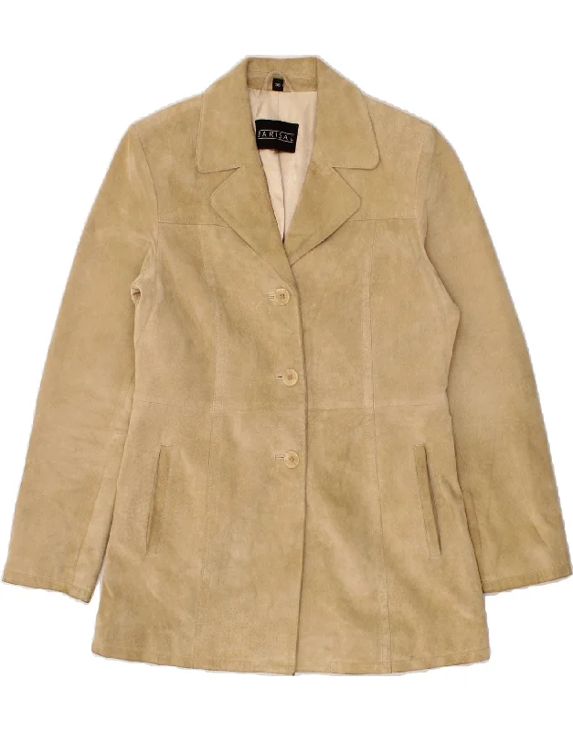 Discount Mania BARISAL Womens Suede Jacket EU 38 Medium Beige