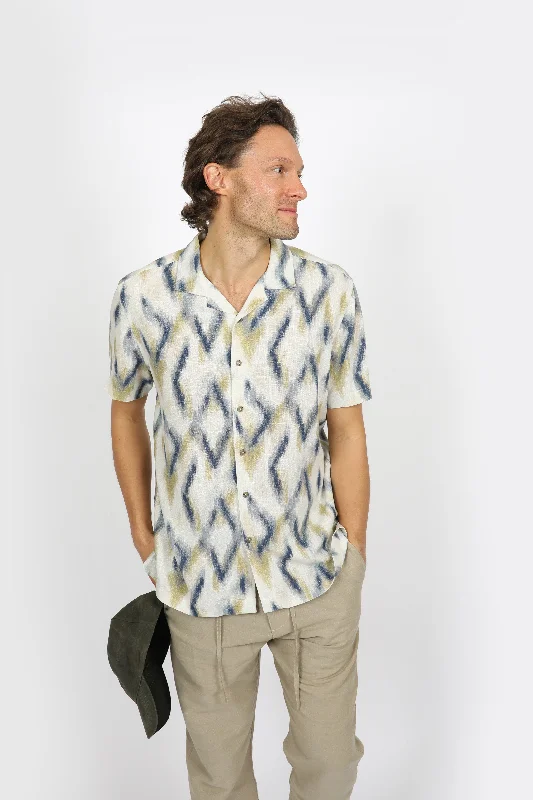 Super Discount Relaxed Fit Ikat Cuban Collar Shirt