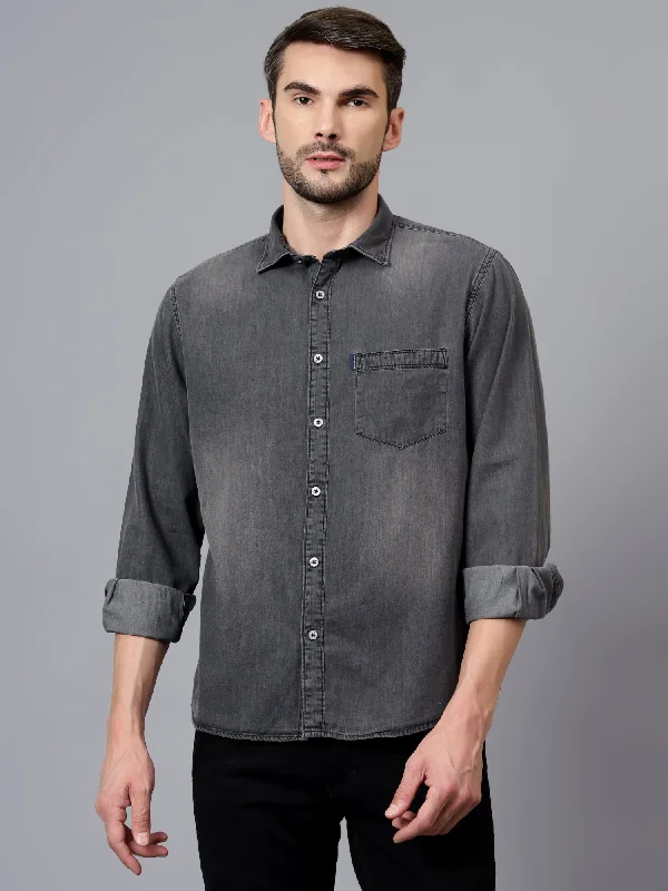 Weekend Bargains to Enjoy Men's Black Casual Denim Full Sleeve Shirt