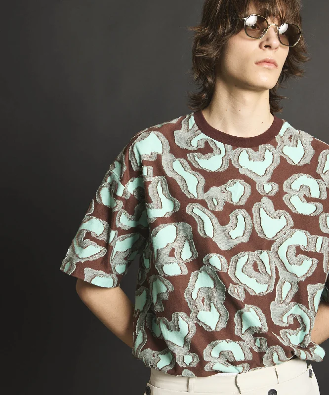Weekend Deals to Make You Smile Leopard Back Cut Jacquard Prime-Over Crew Neck T-shirt