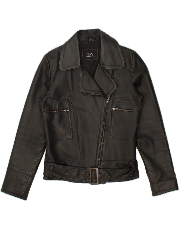 Major Deal JOY Womens Leather Jacket UK 10 Small Black Leather