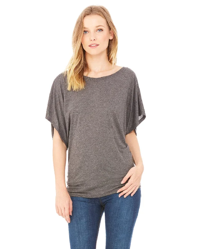 Take Advantage Bella+Canvas Ladies Flowy Draped Dolman T-Shirt | Drk Grey Heather