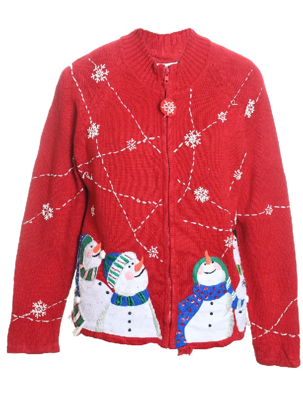 Weekend Deals That Excite Snowman Christmas Cardigan - M
