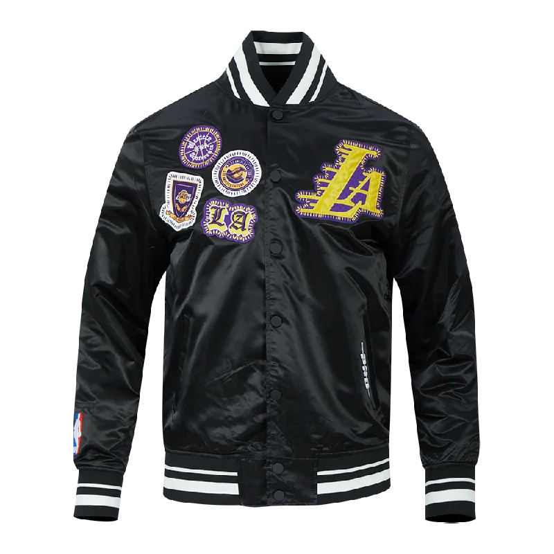 Weekend Savings Extravaganza NBA LOS ANGELES LAKERS DIY PICK STITCH MEN'S RIB SATIN JACKET (BLACK) Weekend Savings Extravaganza NBA LOS ANGELES LAKERS DIY PICK STITCH MEN'S RIB SATIN JACKET (BLACK)