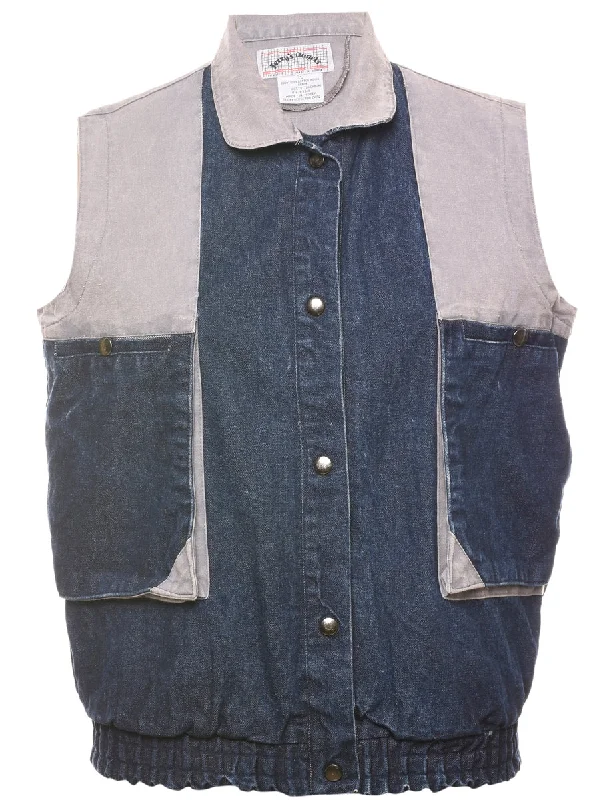 Top Pick Sleeveless Paneled Denim Jacket - M