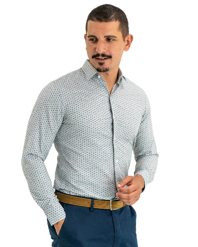 Mega Discount Grey Cotton Tile Print Shirt