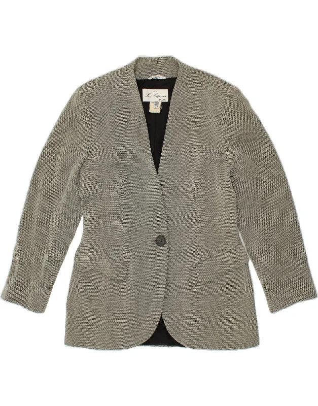 Weekend Savings Sensation LES COPAINS Womens 1 Button Blazer Jacket UK 10 Small Grey Virgin Wool Weekend Savings Sensation LES COPAINS Womens 1 Button Blazer Jacket UK 10 Small Grey Virgin Wool