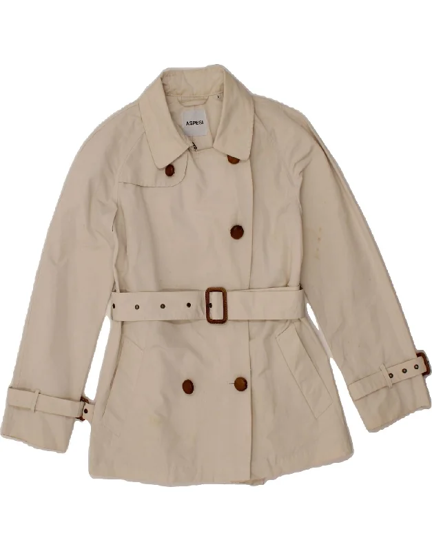 Price Slash ASPESI Womens Trench Coat UK 10 Small Off White Cotton