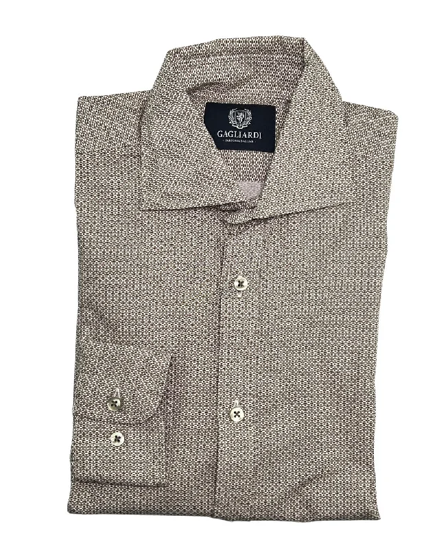 Weekend Specials to Cherish White Base Brown Geo Shirt