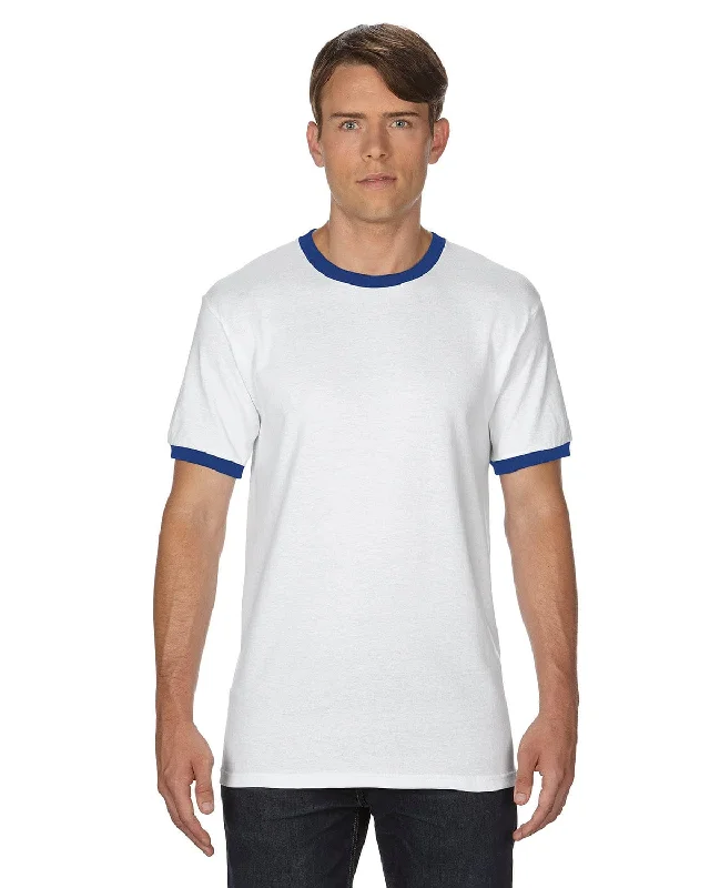 Weekend Deals That Thrill Gildan DryBlend Ringer T-Shirt | White/ Royal